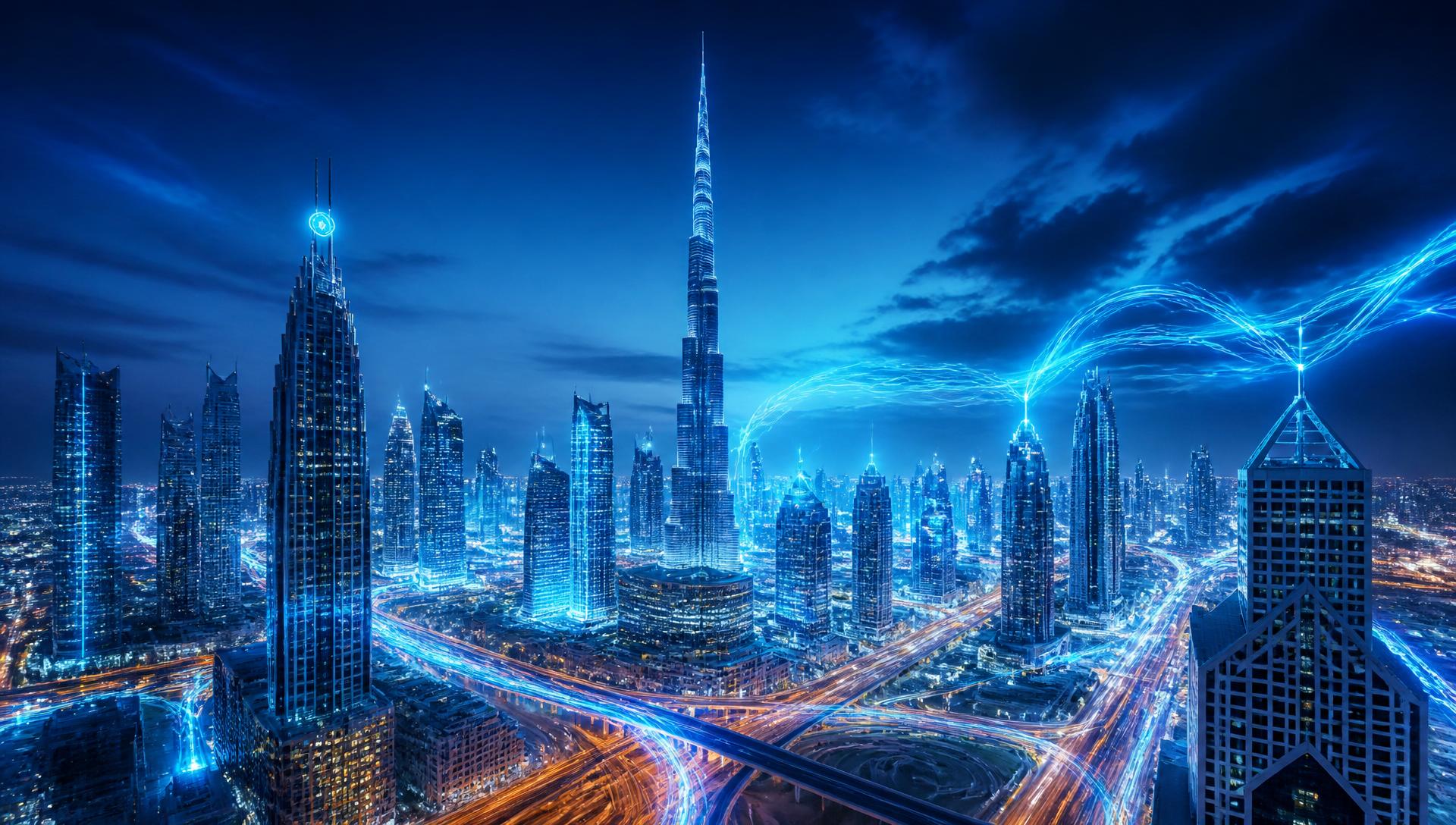 Futuristic Dubai skyline powered by SXM City Electrical