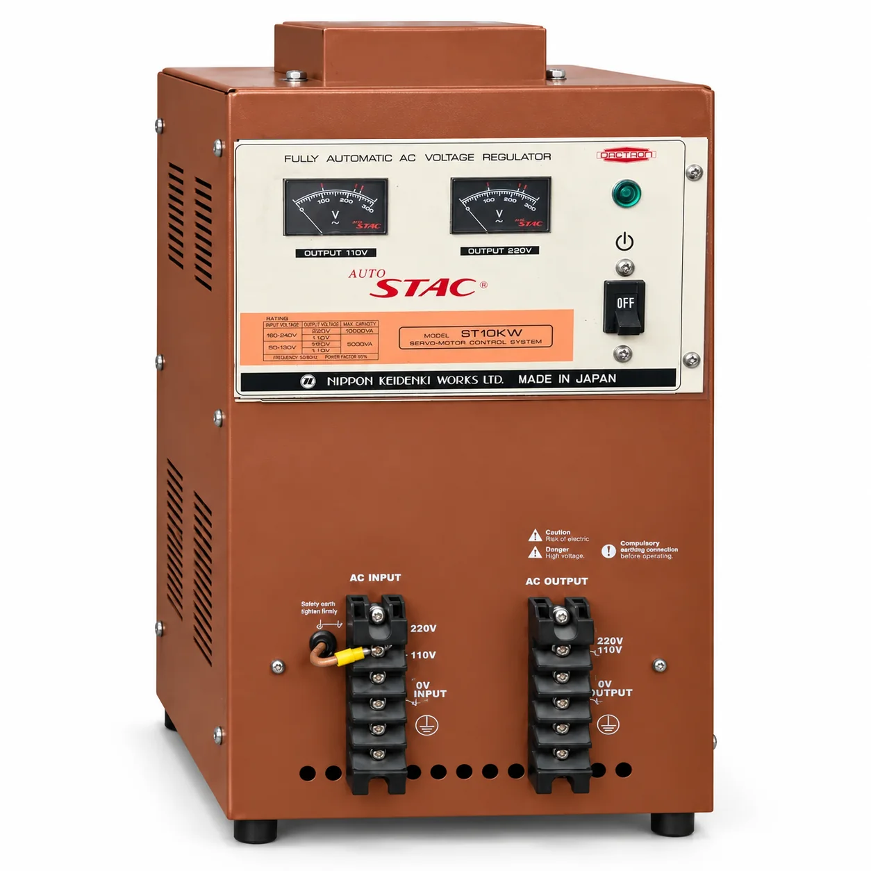 AUTO STAC ST10KW single-phase 10 kVA voltage stabilizer in grey cabinet