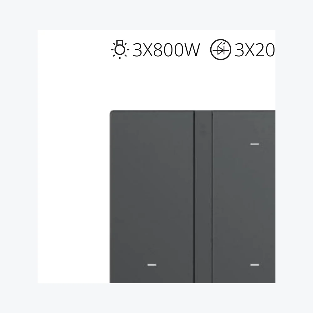 SIMON M7 66E8003GTY 3-gang Gem smart switch, Diamond Grey catalogue photograph